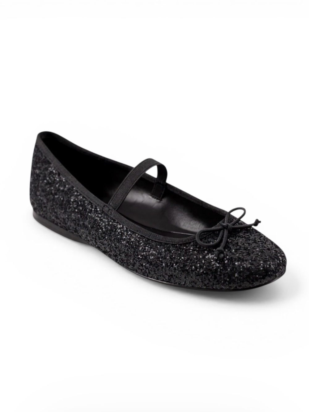 Bandolino Phalon Mary Jane‎ Ballet Flats, Black Glitter, Size 6.5